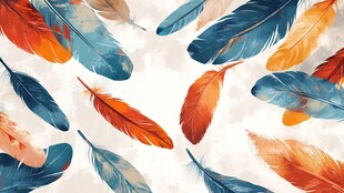 彩色羽毛的梦幻艺术图景