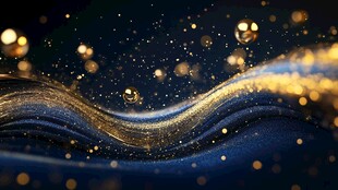 梦幻金蓝粒子流动背景