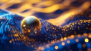 梦幻金色球体与流动线条