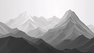 黑白山峦景观图