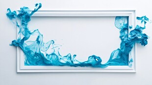 蓝墨飞舞于框中艺术图景