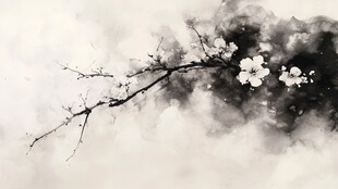 水墨梅花枝