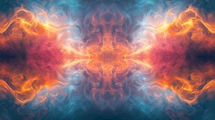 梦幻炫彩火焰对称背景图