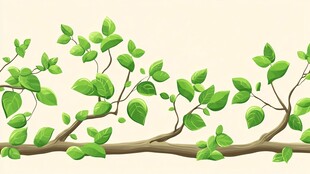 嫩绿枝叶装饰图案