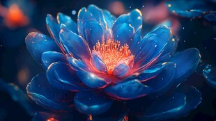 梦幻蓝莲绽放绚丽光芒