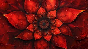 火红炫彩分形花卉图案