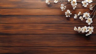 木质背景上的素雅花朵