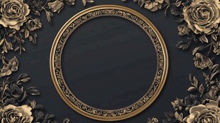 黑金花卉环绕的精致圆框