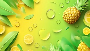 清新水果背景与水滴元素