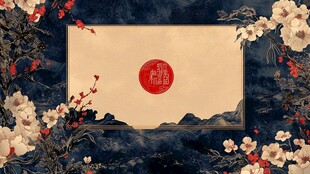 中式典雅花卉山水喜庆图