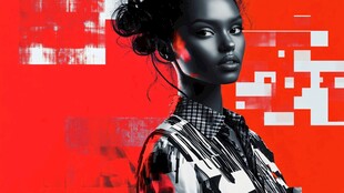 时尚黑皮肤女性的艺术形象