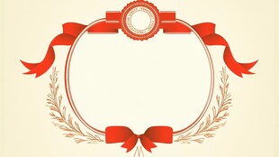 红色丝带花环装饰图案