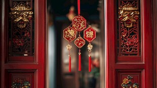 中式红门挂饰迎新春