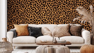 豹纹背景墙的温馨客厅