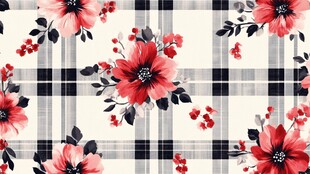 花卉格子图案的精美印花