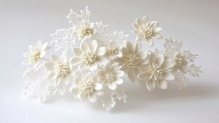 白色花朵精致头饰饰品