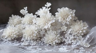 白色手工花朵蕾丝精美摆件