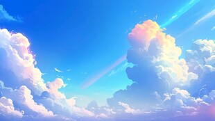 梦幻云端的绚烂天空