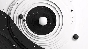黑白立体圆环抽象背景图
