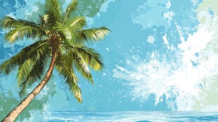 夏日椰树海景插画