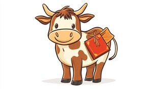 可爱小牛驮红包