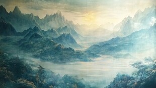 晨曦中的壮美山水画卷