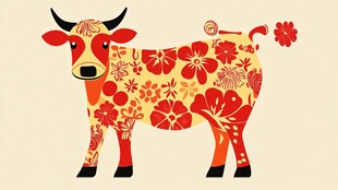 花纹装饰牛图案设计