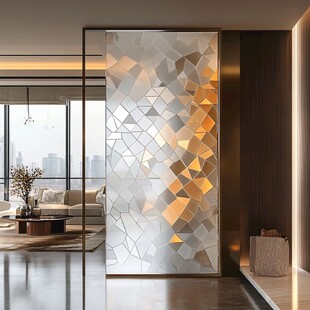 几何拼花玻璃隔断美饰空间