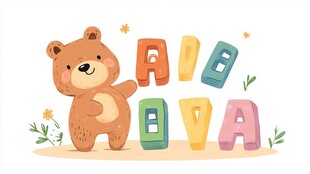 小熊伴多彩字母欢乐场景