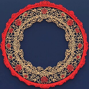 中式红金雕花圆形装饰图案