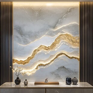 轻奢大理石纹山水背景墙