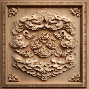 中式木雕云纹雕花装饰板