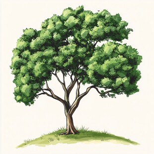 茂盛绿树插画