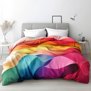 彩虹波浪图案的时尚床品