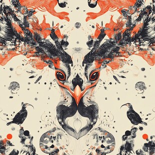 奇幻飞鸟抽象艺术插画