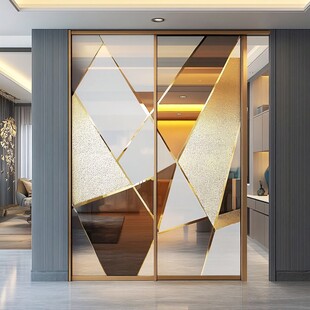 时尚几何图案玻璃推拉门