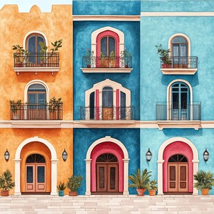 多彩欧式风情建筑外观