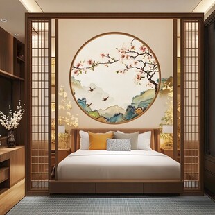 中式卧室 典雅屏风装饰画