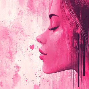 粉色梦幻少女吹爱心瞬间