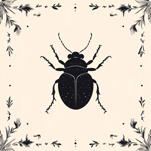 甲虫插画 简约边框装饰