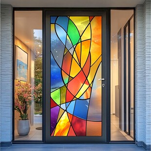 彩色艺术玻璃入户门