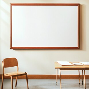 室内空白画框与桌椅场景