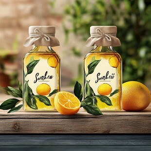 柠檬主题瓶装饮品插画