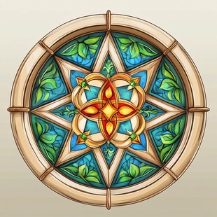 圆形彩色玻璃艺术装饰图案