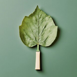绿叶配柄的独特静物画面