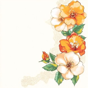 花卉装饰图案 复古风插画