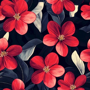 红色花卉图案背景纹理