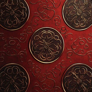 红底金色精美花纹图案
