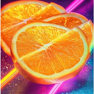 梦幻炫彩橙子切片特写