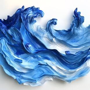 立体蓝色海浪艺术雕塑